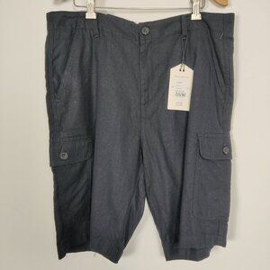 NEW Scott Ellis Men's Cargo Shorts Size 34 R Aaron Navy Linen Casual Lightweight